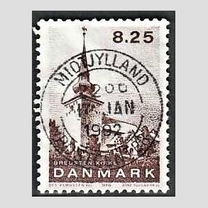 FRIMRKER DANMARK | 1990 - AFA 976 - Jyske landsbykirker - 8,25 Kr. brun - Lux Stemplet