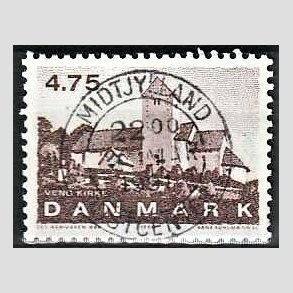FRIMRKER DANMARK | 1990 - AFA 975 - Jyske landsbykirker - 4,75 Kr. brun - Pragt Stemplet