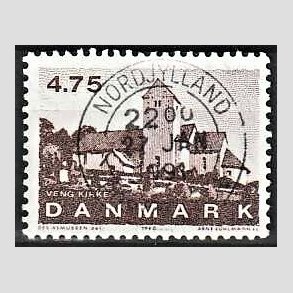 FRIMRKER DANMARK | 1990 - AFA 975 - Jyske landsbykirker - 4,75 Kr. brun - Pragt Stemplet