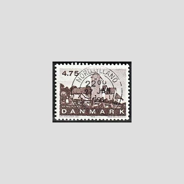 FRIMRKER DANMARK | 1990 - AFA 975 - Jyske landsbykirker - 4,75 Kr. brun - Pragt Stemplet