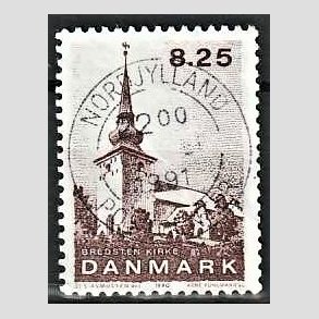 FRIMRKER DANMARK | 1990 - AFA 976 - Jyske landsbykirker - 8,25 Kr. brun - Lux Stemplet