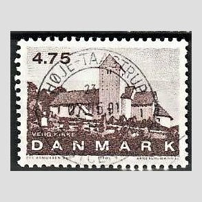 FRIMRKER DANMARK | 1990 - AFA 975 - Jyske landsbykirker - 4,75 Kr. brun - Pragt Stemplet