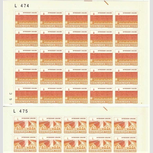 FRIMRKER DANMARK | 1981 - AFA 725,726 - Nyboder 350 r - 1,30 + 1,60 Kr. flerfarvet i arkstykker (35 stk. i alt) - Postfrisk