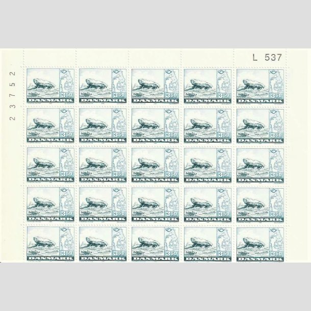 FRIMRKER DANMARK | 1983 - AFA 770 - Fllsenordisk udgave - 3,50 kr. bl 25 stk. i vre arkstykke - Postfrisk