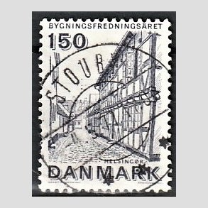 FRIM�RKER DANMARK | 1975 - AFA 593 - Bygningsfredning - 150 �re bl�gr� - Pragt Stemplet Stouby