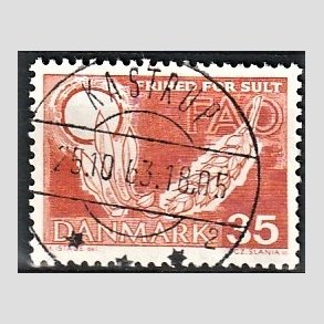 FRIM�RKER DANMARK | 1963 - AFA 412 - FAO anti-hunger - 35 �re brunr�d - Lux Stemplet Kastrup