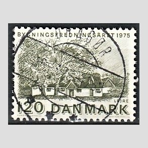 FRIM�RKER DANMARK | 1975 - AFA 592 - Bygningsfredning - 120 �re gr�n - Pragt Stemplet Drag�r