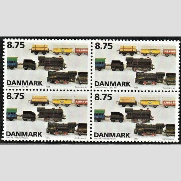 FRIMRKER DANMARK | 1995 - AFA 1105 - Dansk legetj - 8,75 Kr. flerfarvet i 4-blok - Postfrisk