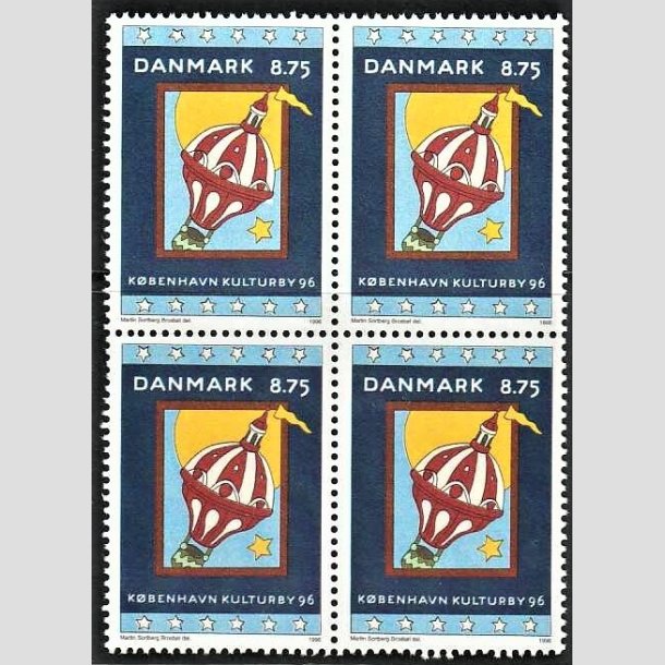 FRIMRKER DANMARK | 1996 - AFA 1109 - Kbenhavn Kulturby 96 - 8,75 Kr. flerfarvet i 4-blok - Postfrisk