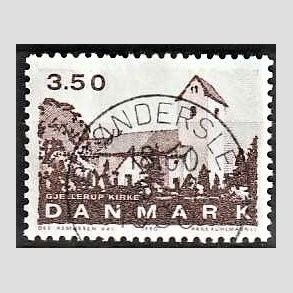 FRIMRKER DANMARK | 1990 - AFA 974 - Jyske landsbykirker - 3,50 Kr. brun - Pragt Stemplet Brnderslev
