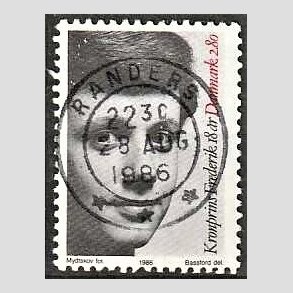 FRIM�RKER DANMARK | 1986 - AFA 858 - Kronprins Frederik 18 �r - 2,80 Kr. sort/r�d - Pragt Stemplet Randers