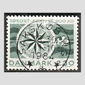 FRIM�RKER DANMARK | 1984 - AFA 799 - S�kortarkivet 200 �r - 2,30 Kr. gr�n - Lux Stemplet Saksk�bing