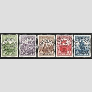 FRIM�RKER DANMARK | 1953-56 - AFA 351-55 - Det Danske Kongerige 1000 �r - 10-60 �re i komplet s�t - Lux Stemplet