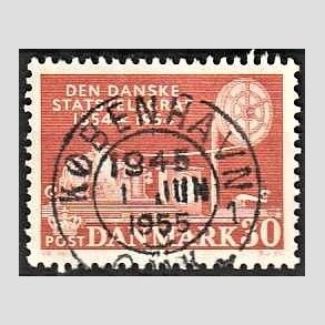FRIM�RKER DANMARK | 1954 - AFA 356 - Statstelegrafen - 30 �re brunr�d - Pragt Stemplet