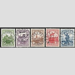 FRIM�RKER DANMARK | 1953-56 - AFA 351-55 - Det Danske Kongerige 1000 �r - 10-60 �re i komplet s�t - Lux Stemplet