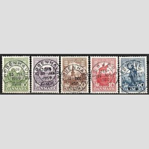 FRIM�RKER DANMARK | 1953-56 - AFA 351-55 - Det Danske Kongerige 1000 �r - 10-60 �re i komplet s�t - Lux Stemplet