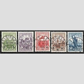 FRIM�RKER DANMARK | 1953-56 - AFA 351-55 - Det Danske Kongerige 1000 �r - 10-60 �re i komplet s�t - Lux Stemplet