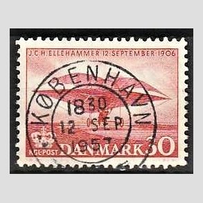 FRIM�RKER DANMARK | 1956 - AFA 366 - Ellehammer - 30 �re r�d - Pragt Stemplet