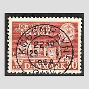 FRIM�RKER DANMARK | 1954 - AFA 356 - Statstelegrafen - 30 �re brunr�d - Pragt Stemplet