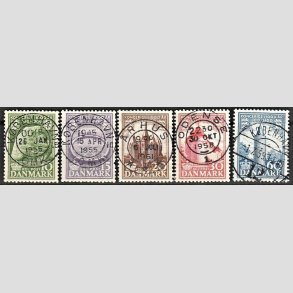 FRIM�RKER DANMARK | 1953-56 - AFA 346-50 - Kongeriget 1000 �r - 10-60 �re i s�t - Lux Stemplet