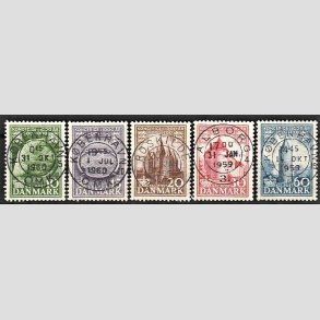FRIM�RKER DANMARK | 1953-56 - AFA 346-50 - Kongeriget 1000 �r - 10-60 �re i s�t - Lux Stemplet