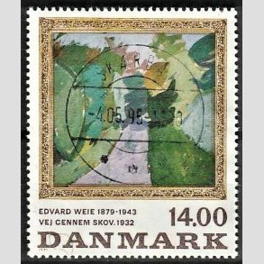 FRIMRKER DANMARK | 1991 - AFA 1006 - Edvard Weie - 14,00 Kr. flerfarvet - Pragt Stemplet Skrbk