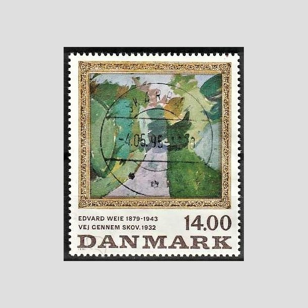 FRIMRKER DANMARK | 1991 - AFA 1006 - Edvard Weie - 14,00 Kr. flerfarvet - Pragt Stemplet Skrbk