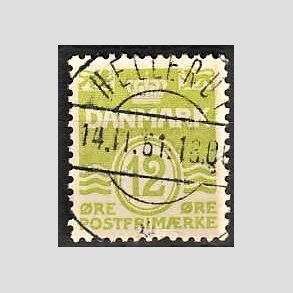 FRIM�RKER DANMARK | 1952-53 - AFA 335 - B�lgelinie 12 �re lysgr�n - Lux Stemplet Hellerup