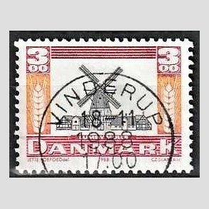 FRIM�RKER DANMARK | 1988 - AFA 919 - Gamle m�ller - 3,00 Kr. r�d/orange/sort - Pragt Stemplet Vinderup