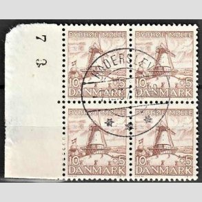 FRIMRKER DANMARK | 1937 - AFA 237 - Dybbl Mlle - 10+5 re brun i 4-blok - Lux stemplet Haderslev