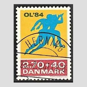 FRIMRKER DANMARK | 1984 - AFA 798 - Olympiske Lege 1984 - 2,70 Kr. + 40 re gul/rd/bl - Pragt Stemplet Herning