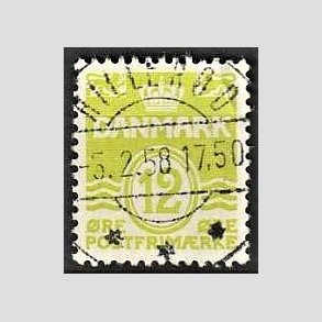 FRIM�RKER DANMARK | 1952-53 - AFA 335 - B�lgelinie 12 �re lysgr�n - Lux Stemplet Hiller�d