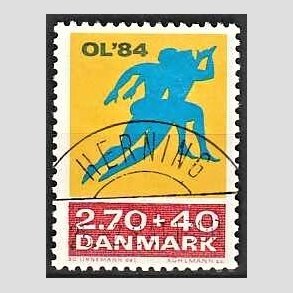 FRIMRKER DANMARK | 1984 - AFA 798 - Olympiske Lege 1984 - 2,70 Kr. + 40 re gul/rd/bl - Pragt Stemplet Herning