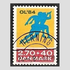 FRIMRKER DANMARK | 1984 - AFA 798 - Olympiske Lege 1984 - 2,70 Kr. + 40 re gul/rd/bl - Pragt Stemplet Herning