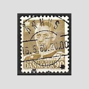 FRIMRKER DANMARK | 1952-53 - AFA 342 - Fr. IX 90 re oliven - Lux Stemplet rhus