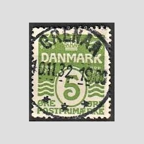 FRIM�RKER DANMARK | 1930 - AFA 183 - B�lgelinie 5 �re lysgr�n - Lux Stemplet Grenaa