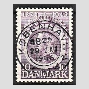 FRIM�RKER DANMARK | 1945 - AFA 290 - Chr. X 75 �r 10 �re violet - Pragt Stemplet 