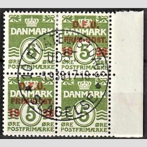 FRIMRKER DANMARK | 1938 - AFA 245 - D.F.U i 4-blok - Lux Stemplet