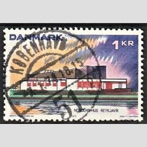 FRIM�RKER DANMARK | 1973 - AFA 548 - Nordens hus. - 1 Kr. flerfarvet - Pragt Stemplet