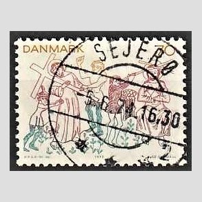 FRIM�RKER DANMARK | 1973 - AFA 555 - Kalkmalerier - 70 �re flerfarvet - Pragt Stemplet Sejr�