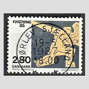 FRIM�RKER DANMARK | 1986 - AFA 872 - Flygtning 86 - 2,80 Kr. flerfarvet - Pragt Stemplet