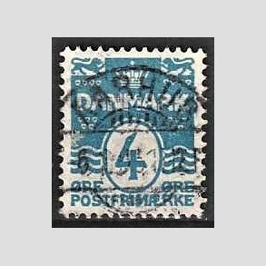 FRIM�RKER DANMARK | 1905-06 - AFA 45 - B�lgelinie 4 �re bl� Krone III - Lux Stemplet Aarhus