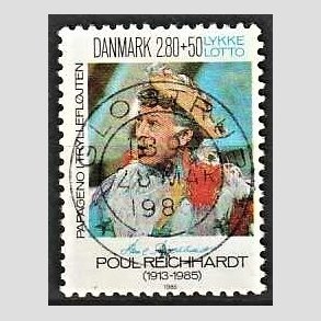 FRIMRKER DANMARK | 1986 - AFA 851 - Poul Richard - 2,80 Kr. + 50 re flerfarvet - Pragt Stemplet Glostrup