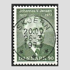 FRIM�RKER DANMARK | 1973 - AFA 542 - Johannes V. Jensen - 90 �re gr�n - Pragt Stemplet Skjern