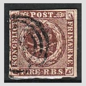 FRIMRKER DANMARK | 1853 - AFA 1 - 4 R.B.S IIa sortbrun - Thiele II - Stemplet