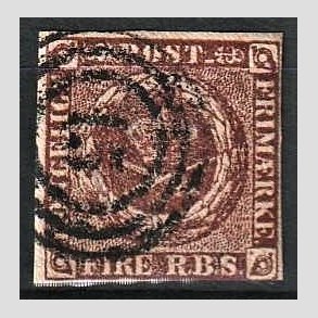 FRIMRKER DANMARK | 1853 - AFA 1 - 4 R.B.S IIb mrk rdbrun - Thiele II - Stemplet