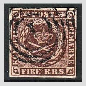FRIMRKER DANMARK | 1853 - AFA 1 - 4 R.B.S IIa sortbrun - Thiele II - Stemplet
