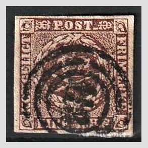 FRIMRKER DANMARK | 1853 - AFA 1 - 4 R.B.S IIa sortbrun - Thiele II - Stemplet