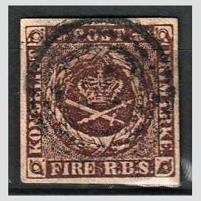 FRIMRKER DANMARK | 1853 - AFA 1 - 4 R.B.S IIa sortbrun - Thiele II - Stemplet