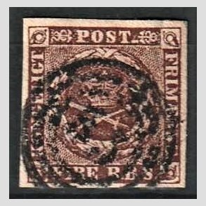 FRIMRKER DANMARK | 1853 - AFA 1 - 4 R.B.S IIa sortbrun - Thiele II - Stemplet